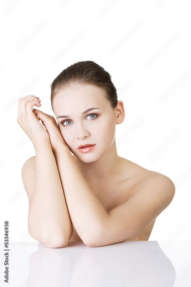 Beautiful face of spa woman with healthy clean skin. Beautiful face of spa woman with healthy clean skin.