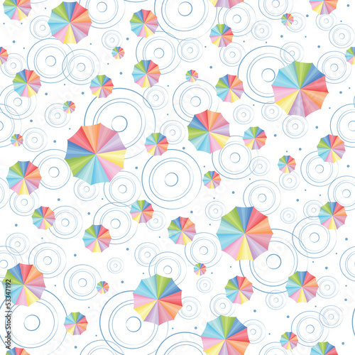 Seamless pattern of umbrellas and crease marks.