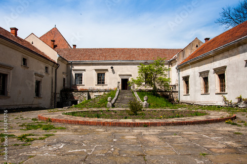 Internal yard of an ancient castle in Ukraine