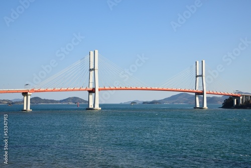 Big suspension bridge in Samcheonpo, korea © jipen