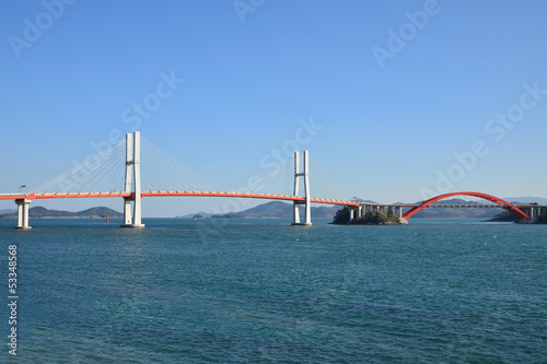 Big suspension bridge in Samcheonpo, korea