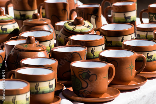 Ceramic in local market in Peru, South America.