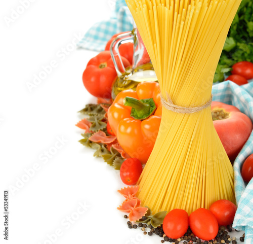 Vegetables and uncooked pasta