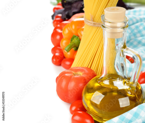 Vegetables, pasta and olive oil