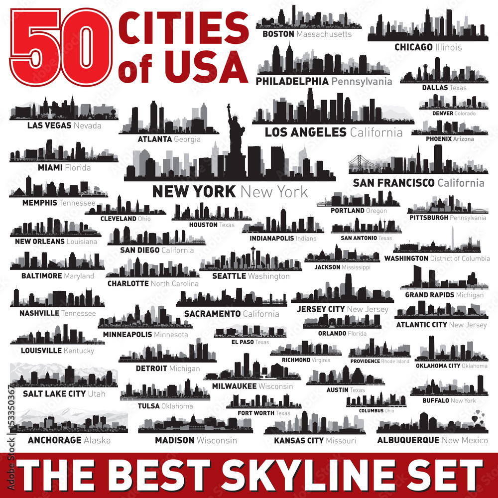 The Best vector city skyline silhouettes set