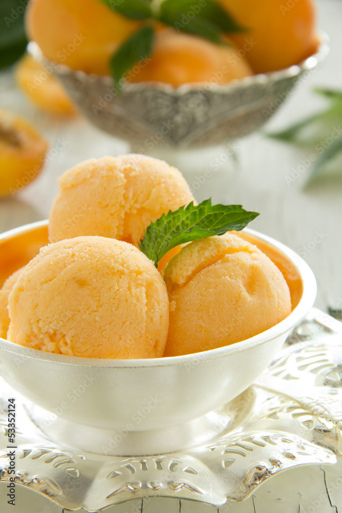 Homemade apricot ice cream. Homemade apricot ice cream.