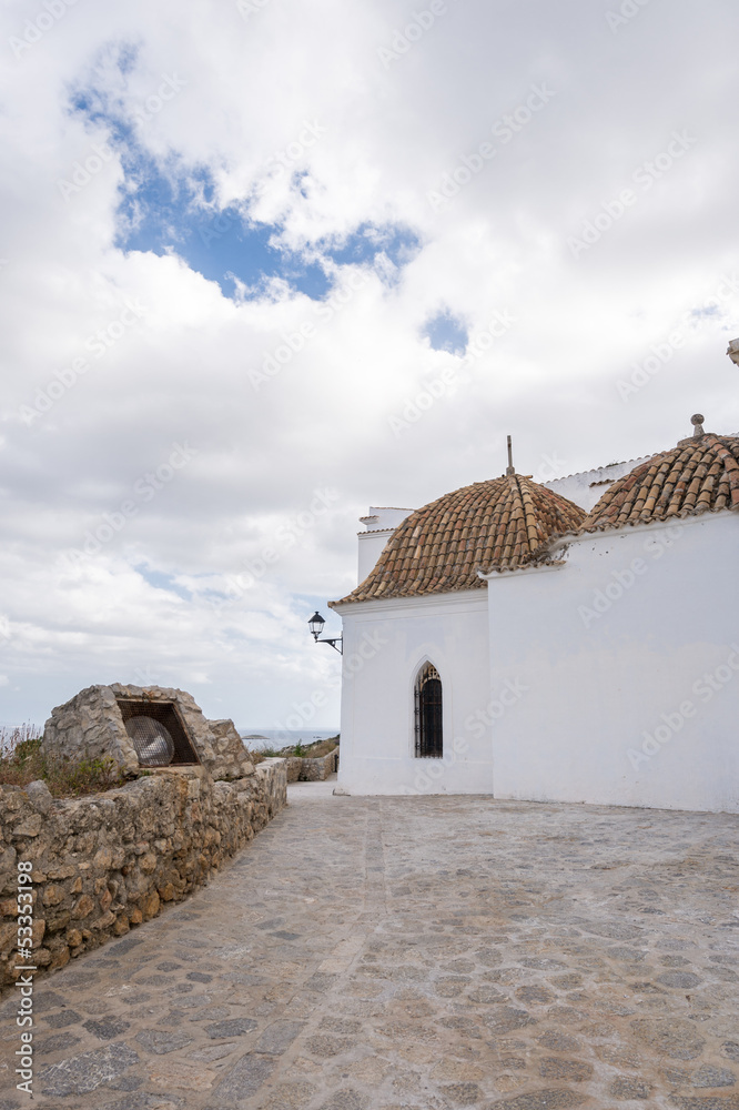 Ibiza town white facades of mediterranean village in Balearic Ibiza town white facades of mediterranean village in Balearic