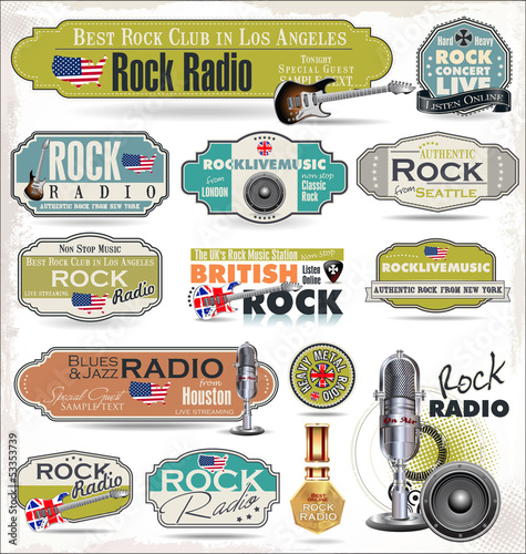 Rock music radio station labels