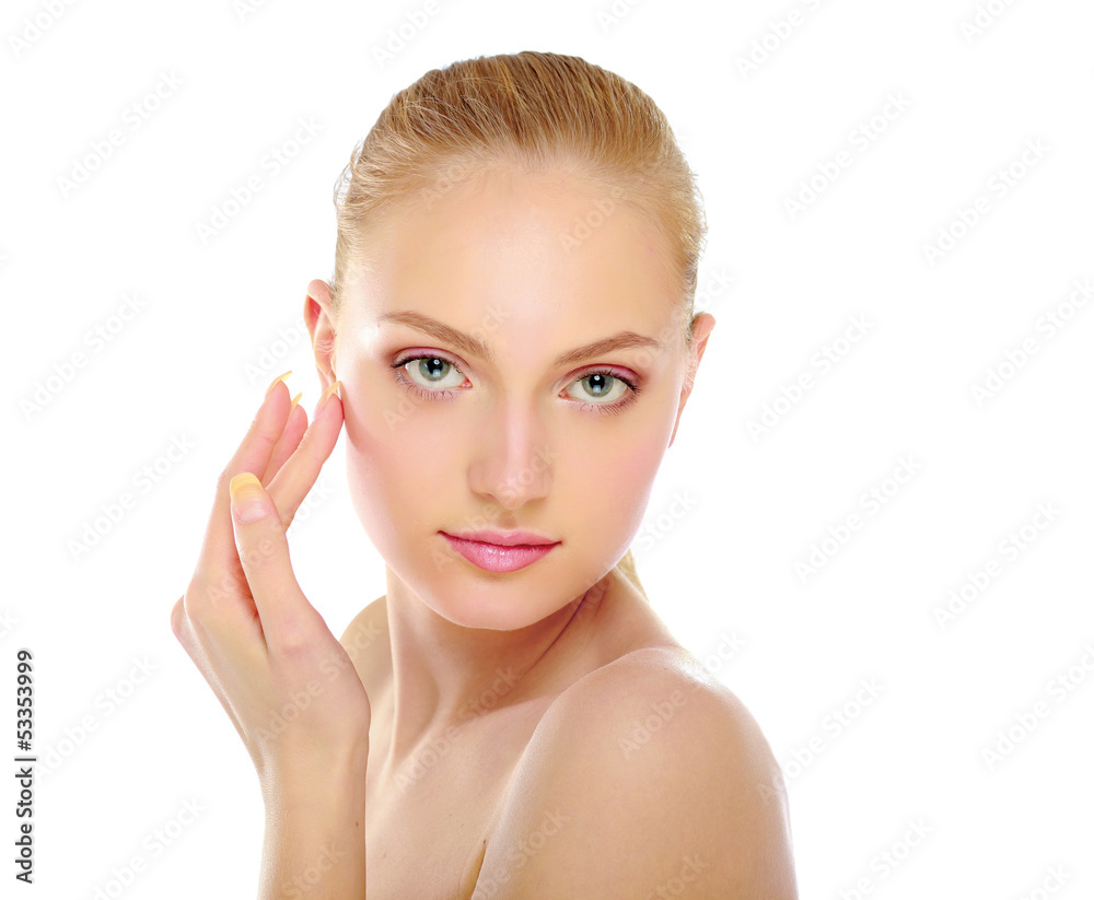 A beautiful woman, portrait isolated on white background A beautiful woman, portrait isolated on white background