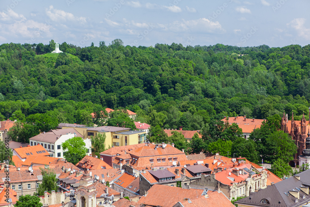 Panoramic view of hill three crosses in Vilnius