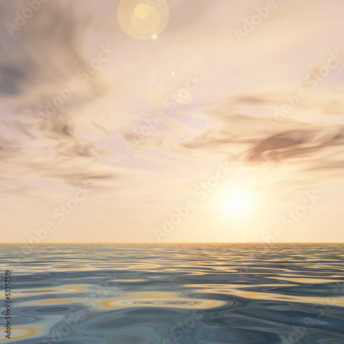 Fototapeta Naklejka Na Ścianę i Meble -  Sea water landscape with sunset sky