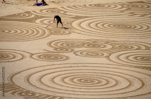 Sand art, Tolcarne Beach, Newquay