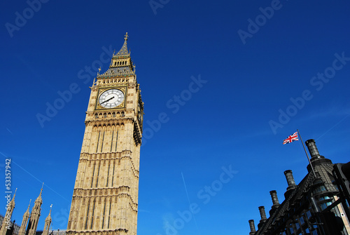 Tower of Big Ben, Westminster Station and British Flag