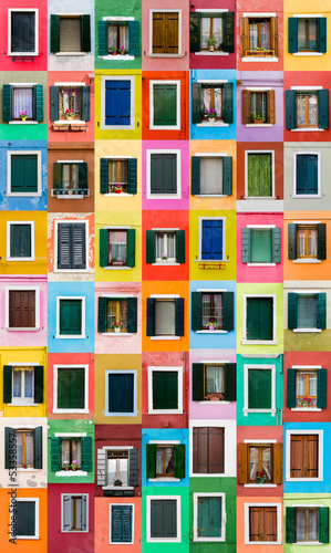 Obraz na plátně Burano windows, Italy