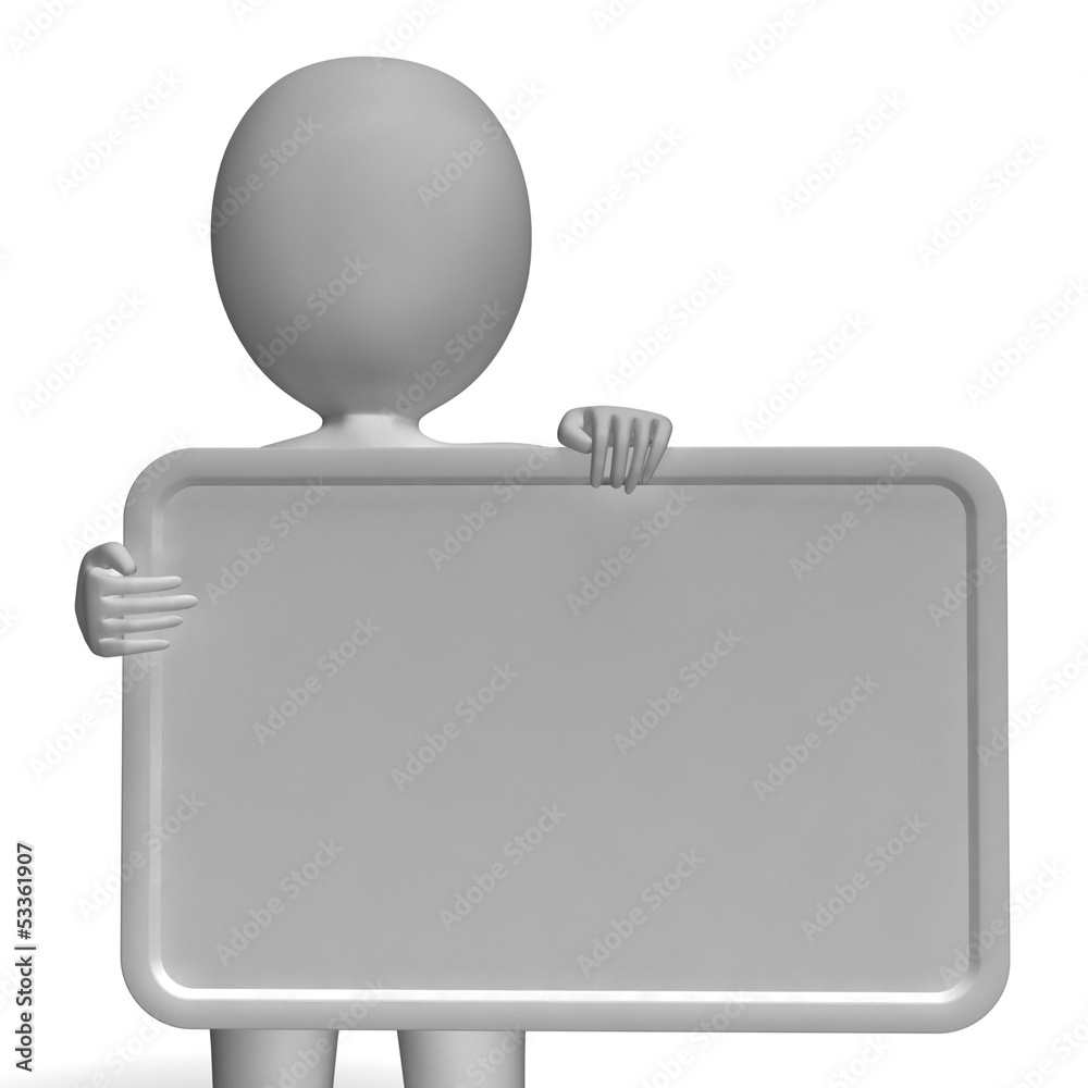 Blank White Sign With Copyspace Including 3d Character Blank White Sign With Copyspace Including 3d Character