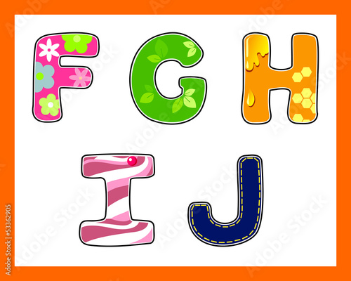Letters: F, G, H, I, J