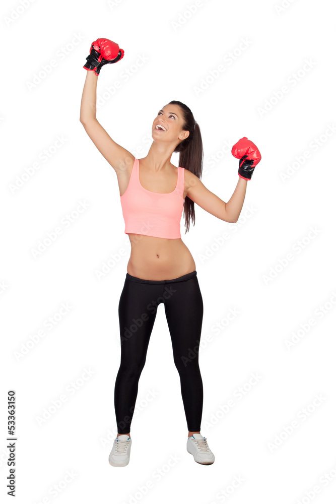 Attractive girl with boxing gloves