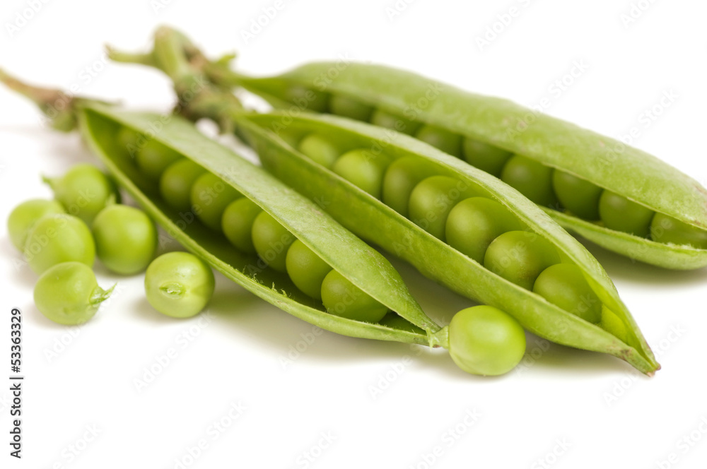 fresh green peas isolated on a white background fresh green peas isolated on a white background
