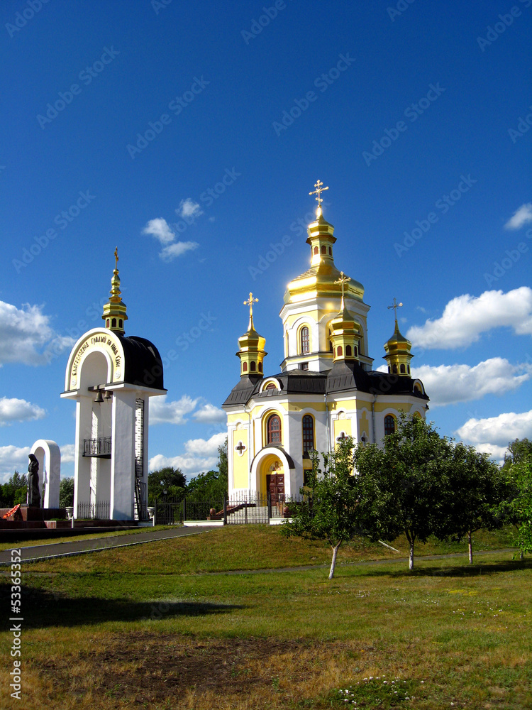 Beautiful church with golden domes