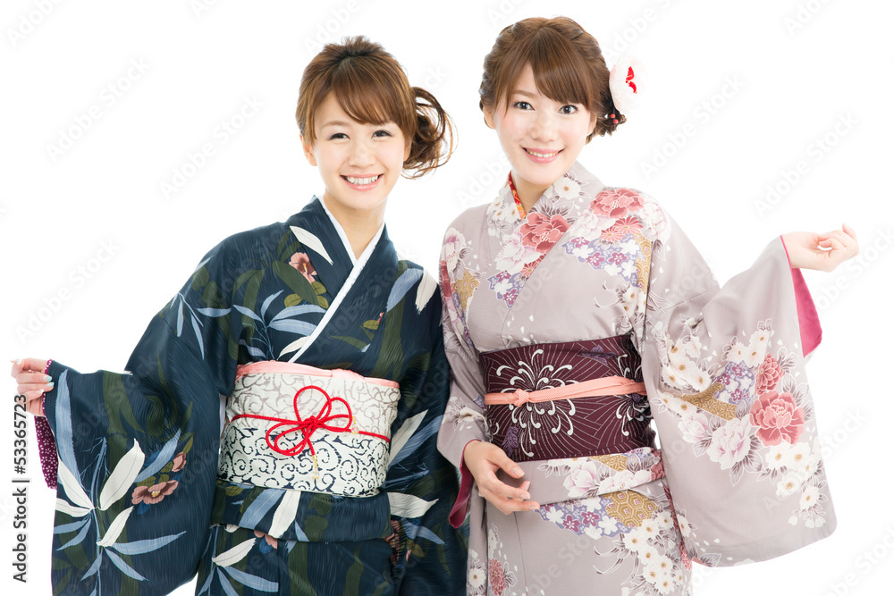 Beautiful japanese kimono women isolated on white background Beautiful japanese kimono women isolated on white background