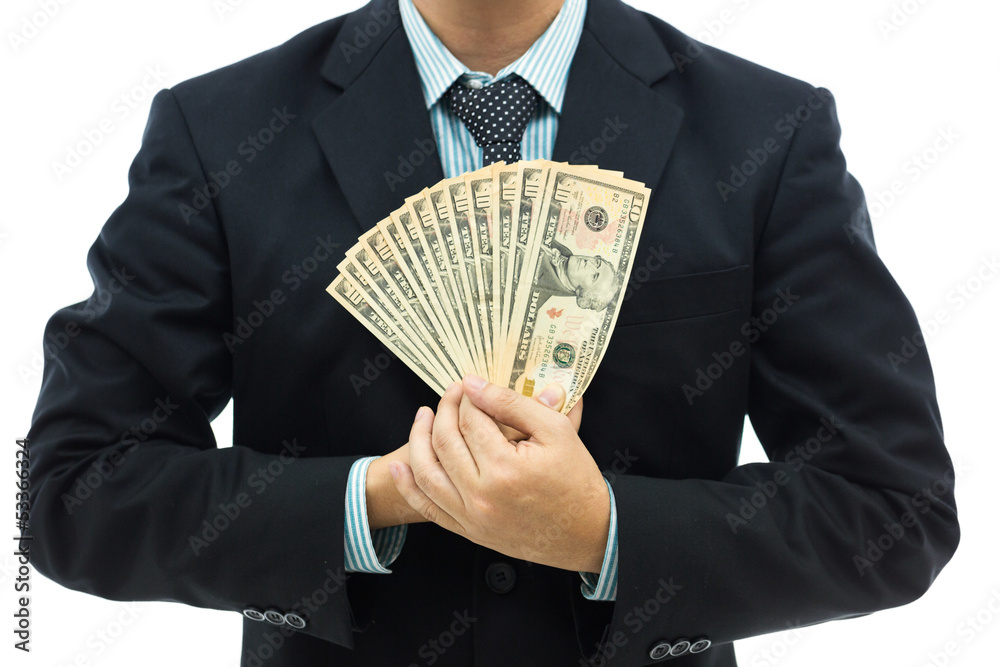 Businessman holding money