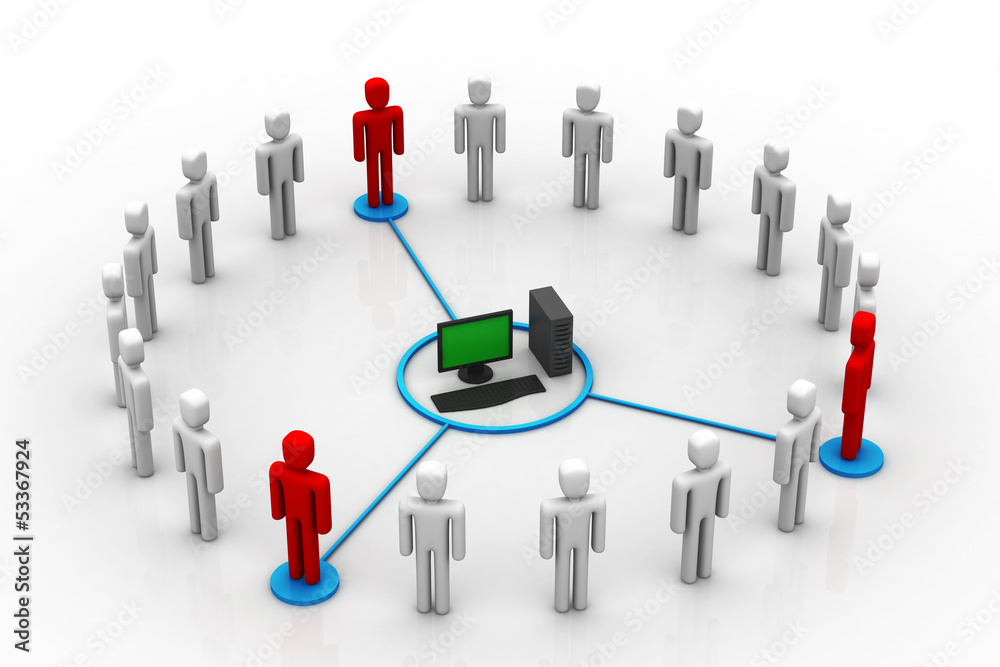 Business network around the computer. Business network around the computer.