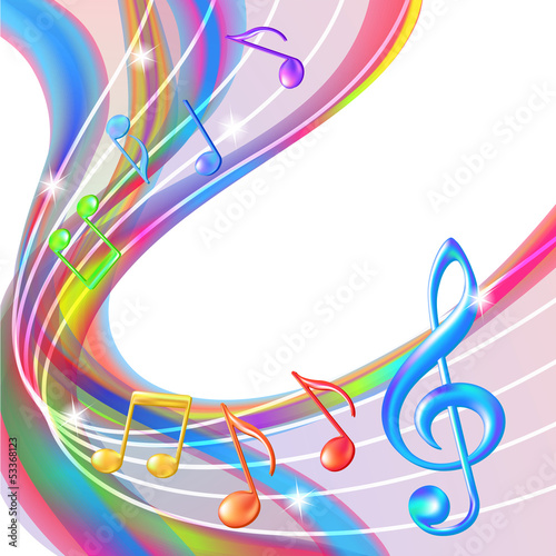 Colorful abstract notes music background.