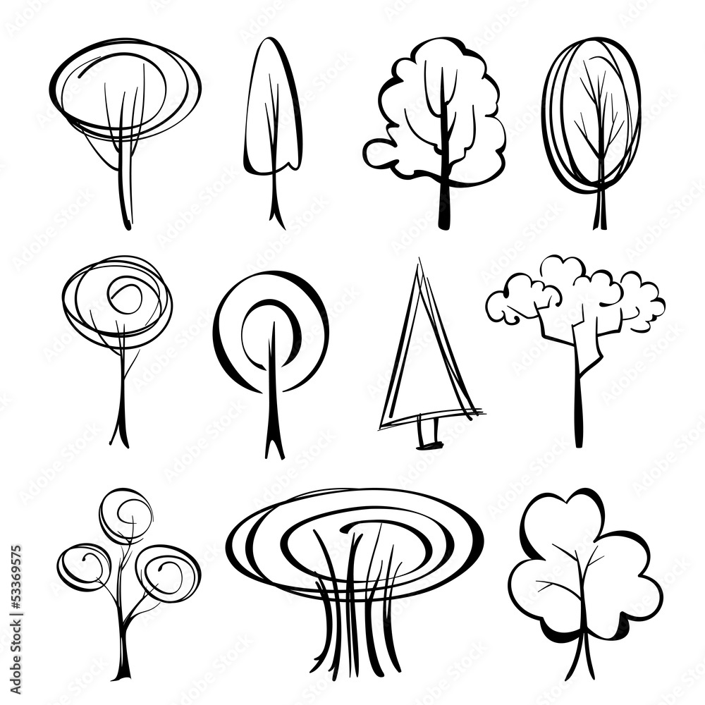 abstract trees  sketch set