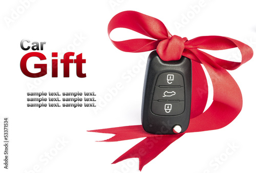 Gift key concept with red Bow and space for text