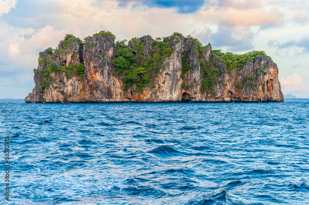High cliffs on the tropical island.
