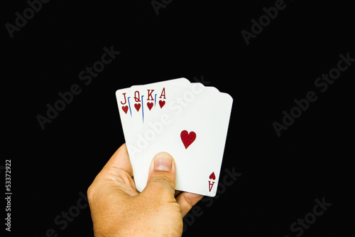 cards holding by hand