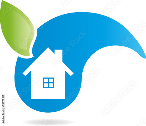 Logo, Tropfen, Blatt, Eco, Haus
