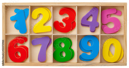 Numbers in a box. Isolated.
