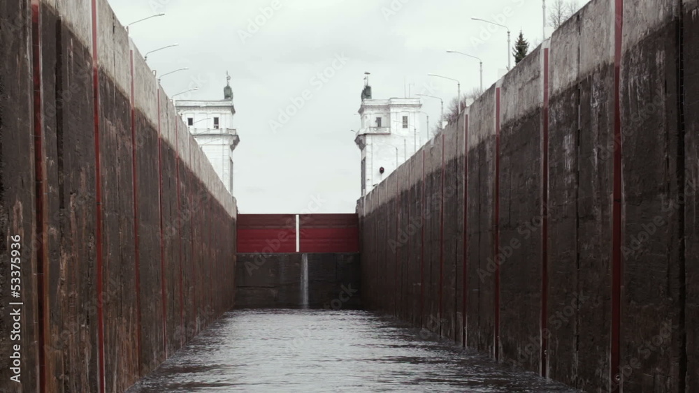 Lock on the river Volga in Russia. Lock on the river Volga in Russia.