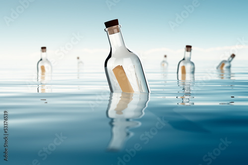 Bottles in a ocean