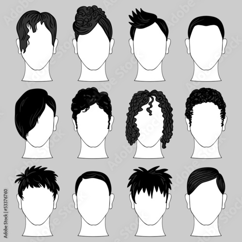 Set of various male haircuts