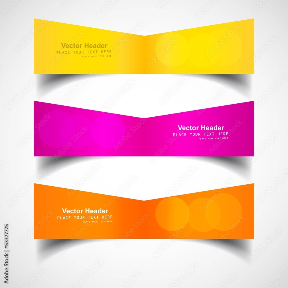 Three colorful headers presentation vector design
