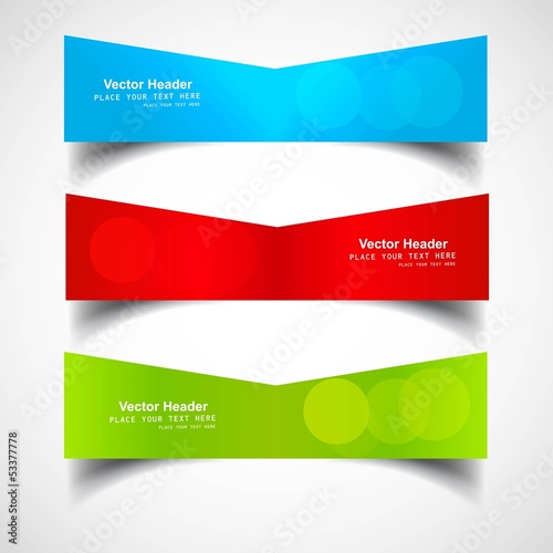 Three colorful headers  presentation vector white background