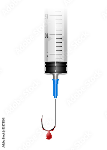 Syringe as a hook against drugs