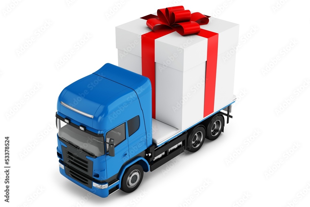 3d truck gift box delivery 3d truck gift box delivery