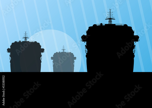 Navy military battleships with guns in ocean landscape backgroun