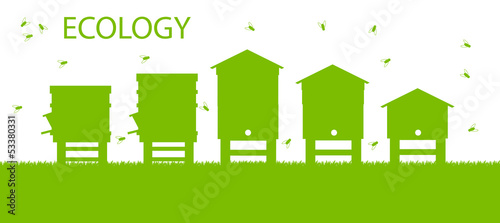 Bee hive vector background set