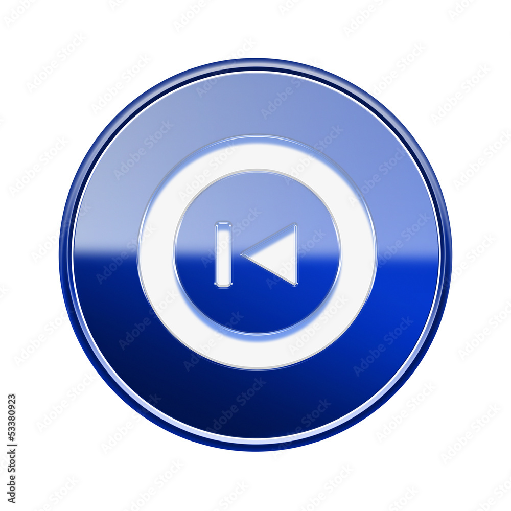 Rewind Back icon glossy blue, isolated on white Rewind Back icon glossy blue, isolated on white