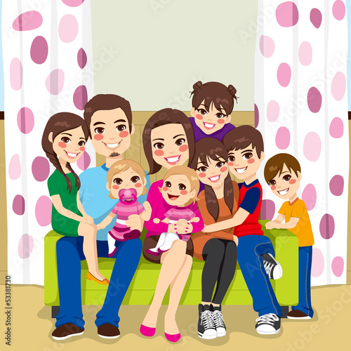 Happy Large Family