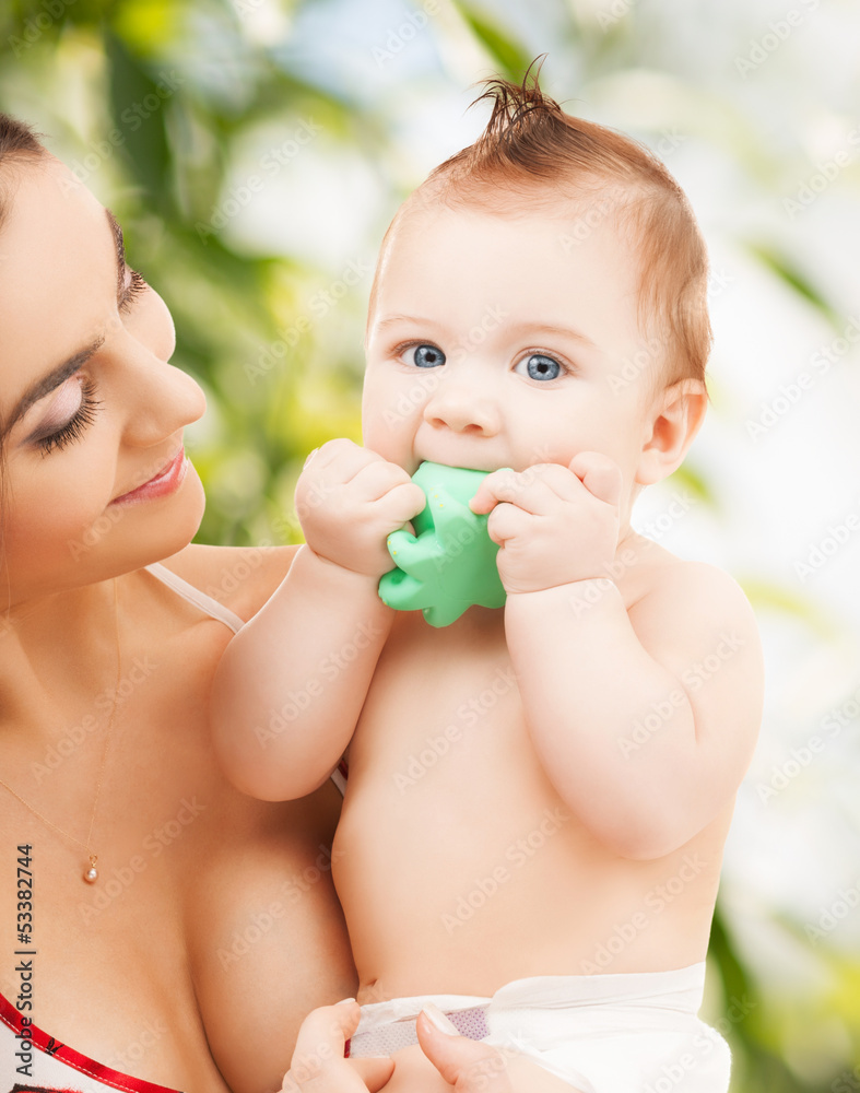 happy mother with adorable baby happy mother with adorable baby