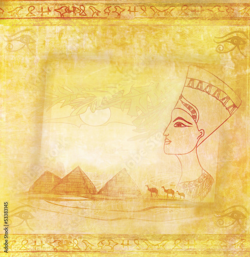 old paper with Egyptian queen