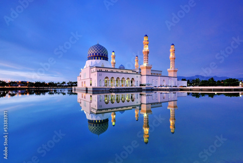 Reflection of Mosque at Blue Hour photo