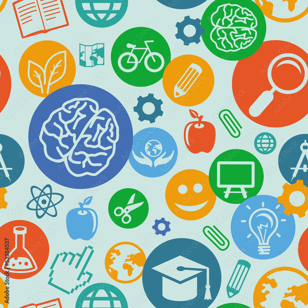 Vector seamless pattern with education  icons