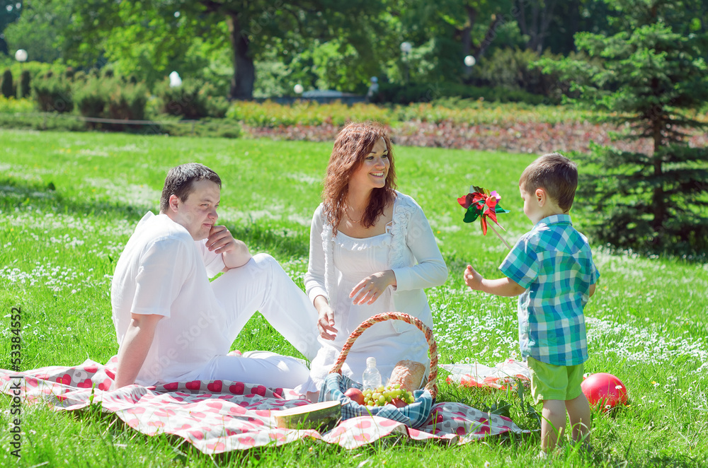 Happy family have picnic in the park Happy family have picnic in the park