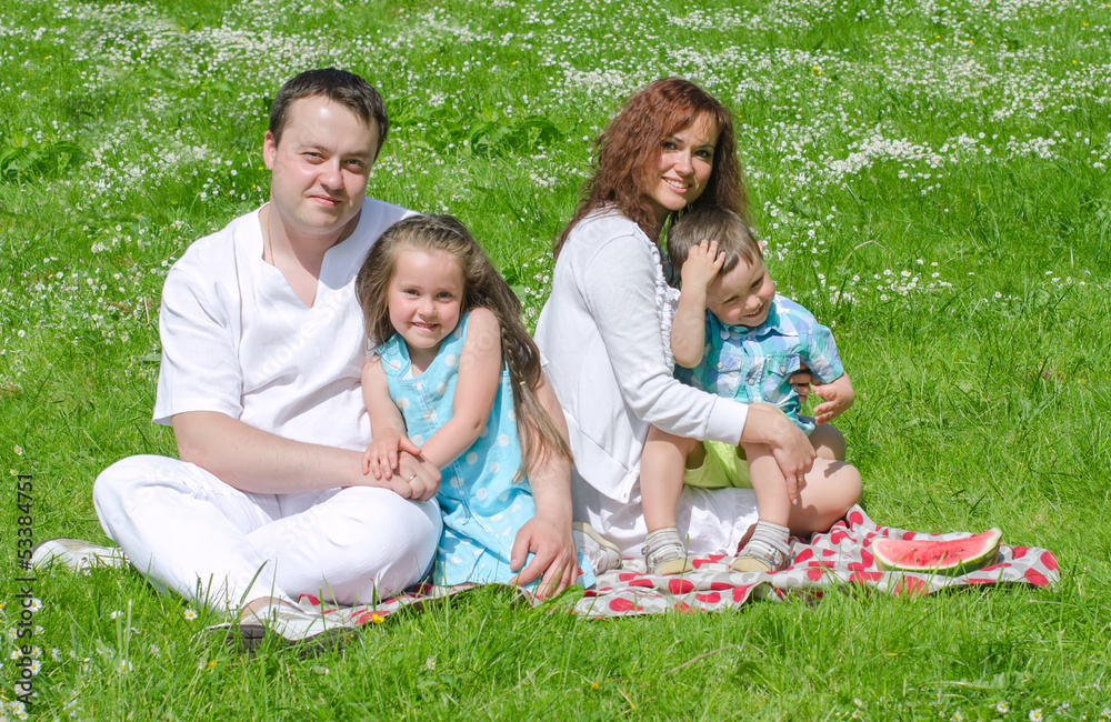 Happy family have picnic in the park Happy family have picnic in the park